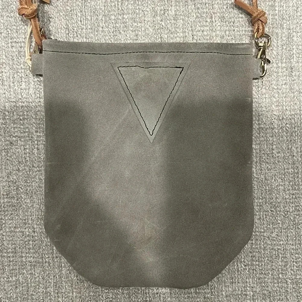 Grey Suede Crossbody Bag handmade - Picture 2 of 5
